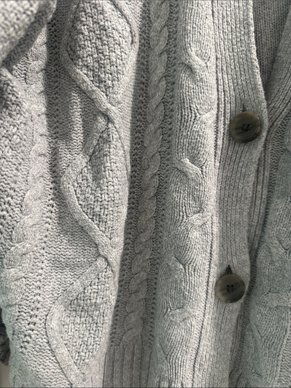 GAP Light Gray Cable Knit Button-Front Cardigan - Picture 2 of 5